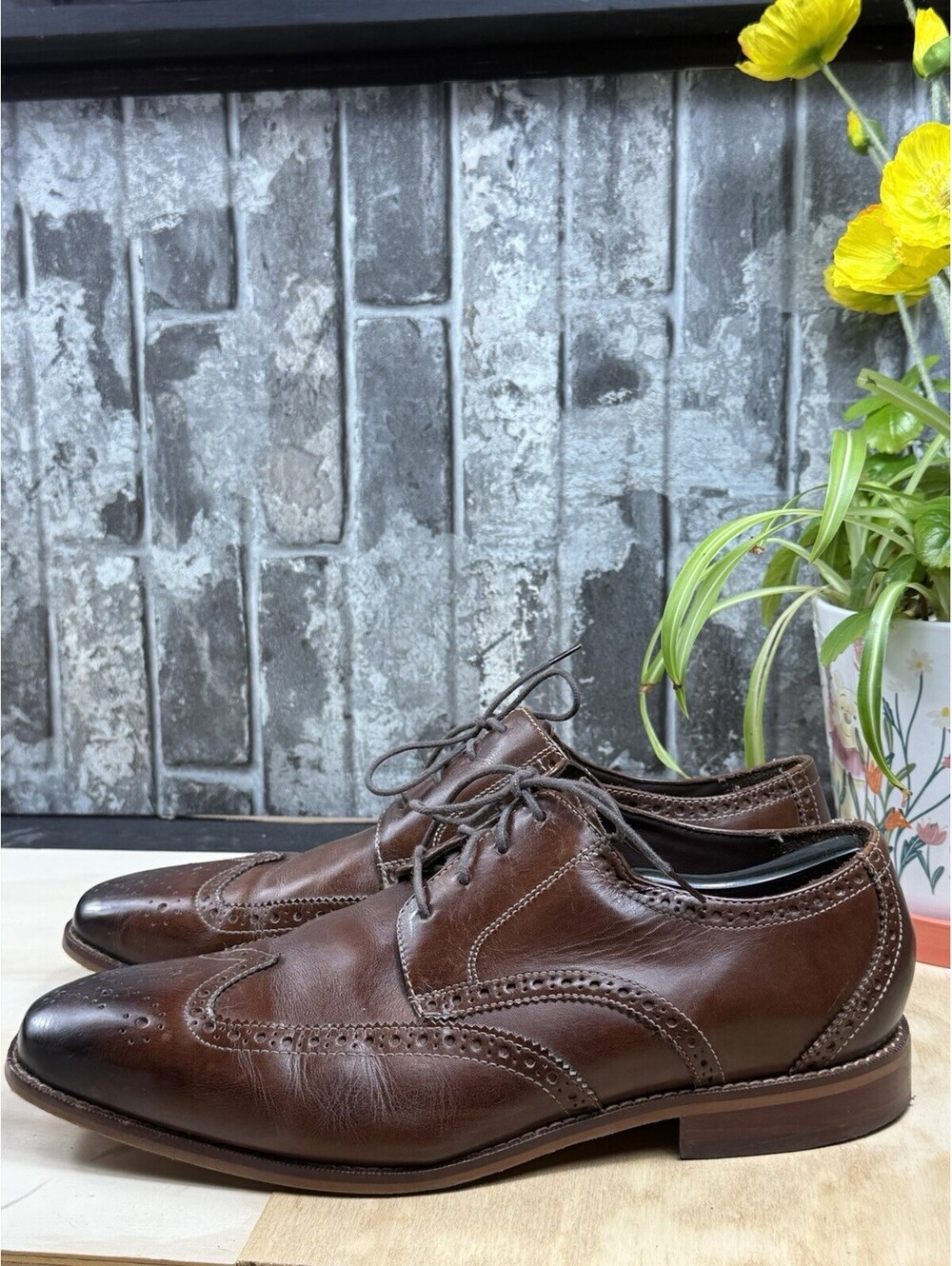 Florsheim Men’s Brown Leather Wingtip Lace-Up Oxford Dress Shoes US 11 3E 14137